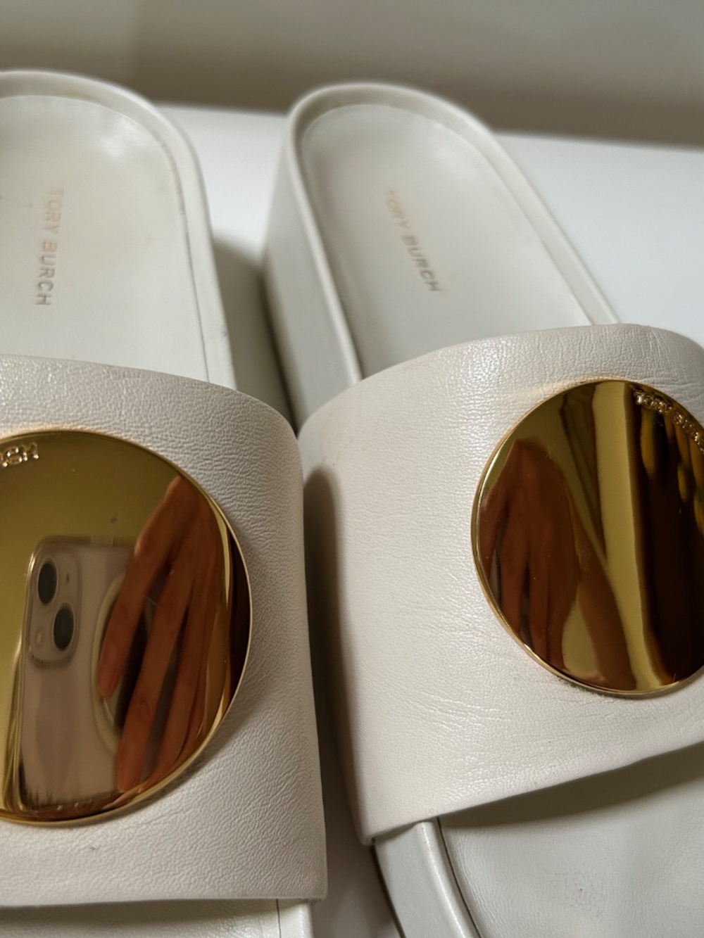 Tory Burch Patos Platform Women’s Sandals US 7.5 White Leather Slides - Picture 3 of 7